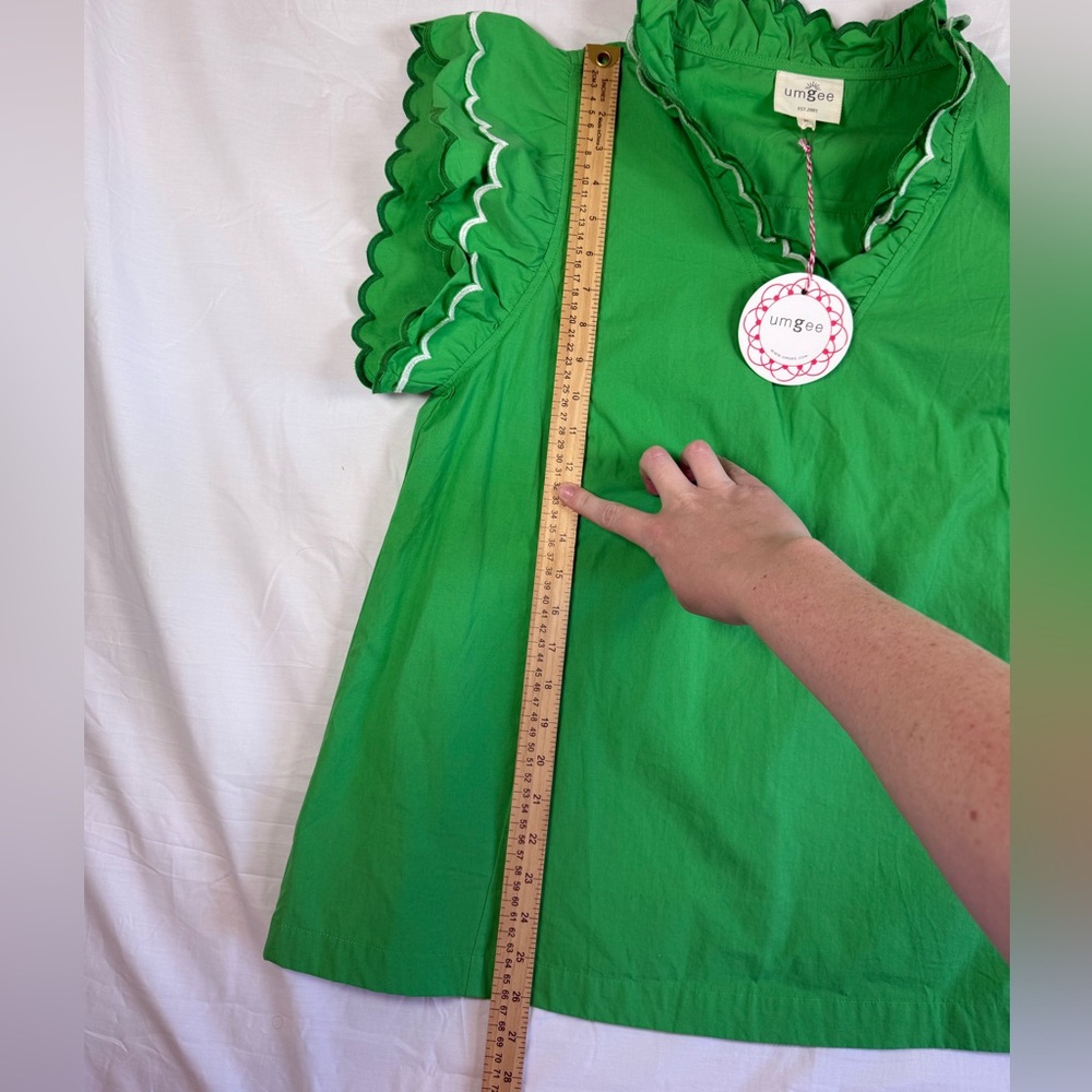 Umgee Green Scalloped Ruffle Top - Picture 7 of 8